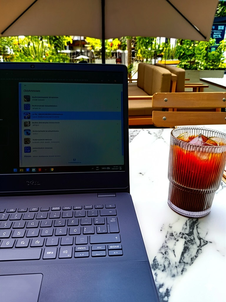 Trabajando desde una cafetería.